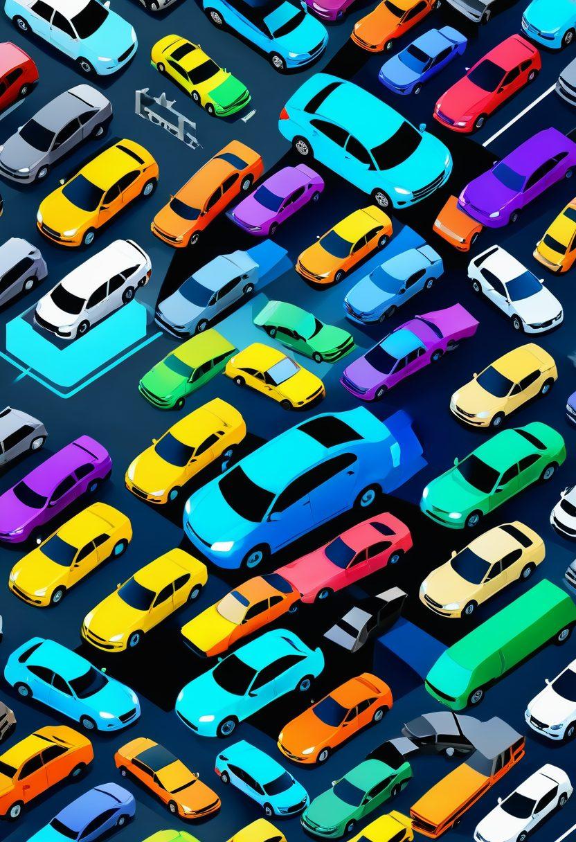 A dynamic collage featuring various car insurance quotes scattered across the image, with diverse cars (sedan, SUV, and sports car) in the foreground. A magnifying glass focusing on the best deal highlights the concept of comparison. Background elements like calculator, money, and road signs symbolize financial savings and choices for drivers. vibrant colors. modern infographic style.